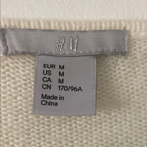 H&M Cream beaded Scoop Neck Sweater- Medium - Picture 4 of 7